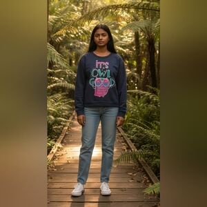 Hanes Girls Size medium 7-8 Owl graphic print sweatshirt EUC